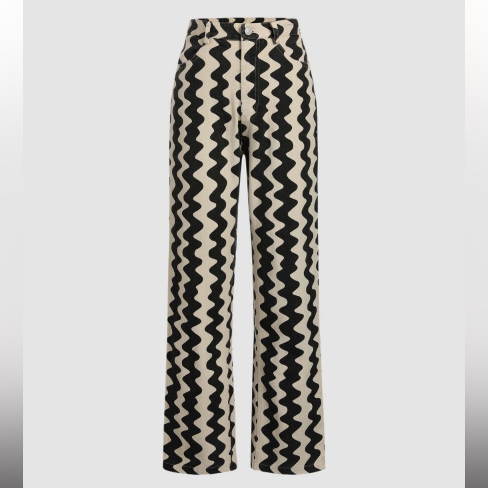 Cider Wavy Retro Straight Leg Trousers